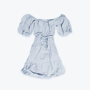 light blue puffy sleeves midi dress summertime modest cleangirl spring flowy​​​